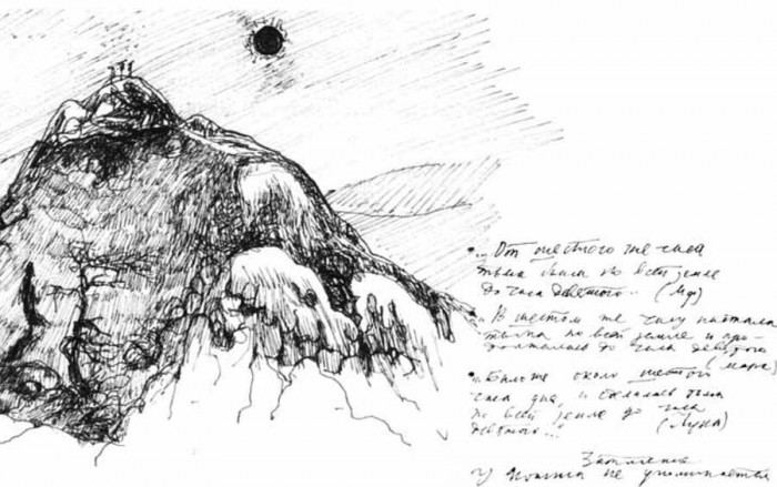Golgāta. Andreja Tarkovska zīmējums un rokraksts, 1986
