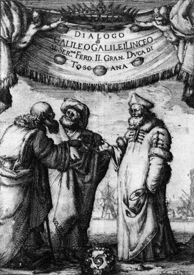 Aristotelis, Ptolemajs un Koperniks. Stefana Dellas Bellas ilustrācija